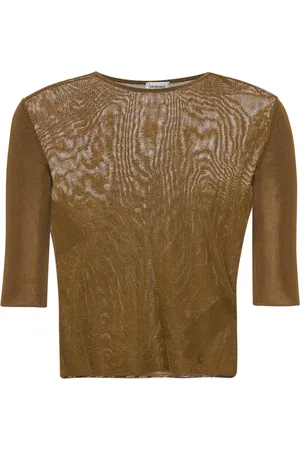 Saint Laurent Topp, Dam, S, Crewneck Top med Cassandre Broderi