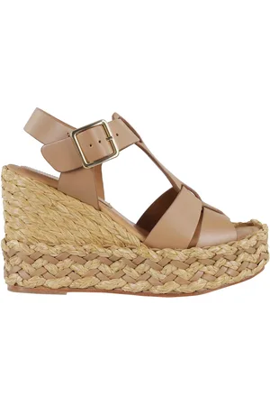 Paloma Barceló Skor, Dam, 38 EU, Läder, Kamel Flätad Läder Kil Sandal
