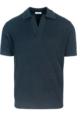 Paolo Pecora Topp, Herr, M, Bomull, Räfflad Halsringning Svarta T-shirts och Polos