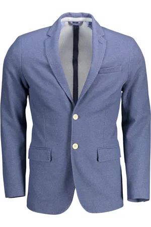 GANT Jacka, Herr, M, Bomull, Blå Slim-Fit Jacka med Elea Detaljer
