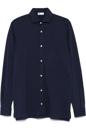 DoppiaA Skjorta, Herr, L, Navy Button-Up Skjorta Långärmad