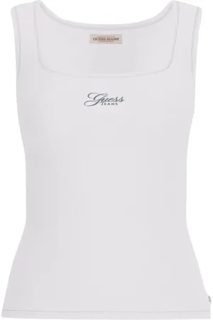 Guess Topp, Dam, S, Bomull, Slim Rib Broderad Tanktop