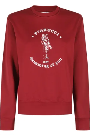 Fiorucci Sweatshirts & Hoodies, Dam, S, Bomull, Bordeaux Crewneck Sweatshirt med Fronttryck