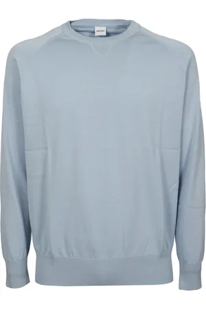 Aspesi Stickade tröjor & koftor, Herr, XL, Bomull, Blå Crew Neck Tröja