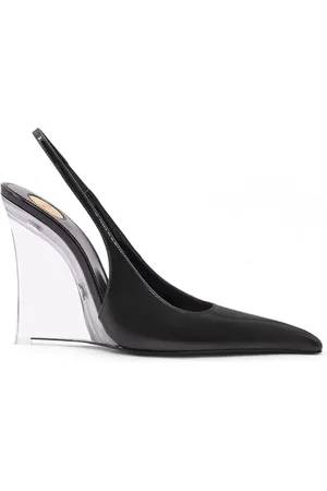 Saint Laurent Skor, Dam, 38 EU, Läder, Svart Kilklack Ankelrem Skor