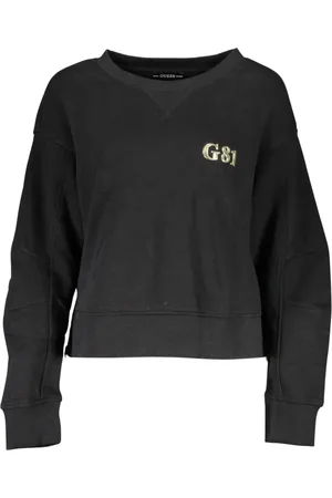 Guess Sweatshirts & Hoodies, Dam, L, Bomull, Bomulls svart tröja med dragkedjor i sidan