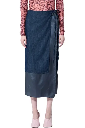 DRIES VAN NOTEN Kjol, Dam, S, Bomull, Wrap Kjol med Satinpaneler