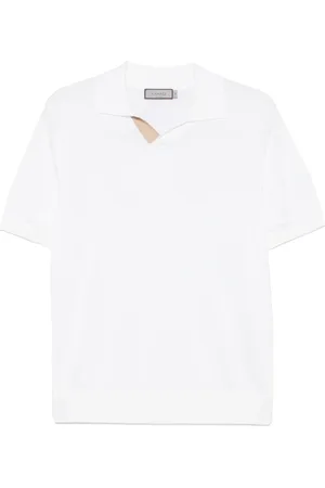 CANALI Topp, Herr, XL, Bomull, Blandad bomullspolo med läderdetaljer