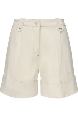 FAY Shorts, Dam, W25, Hög midja Cream Shorts med breda ben