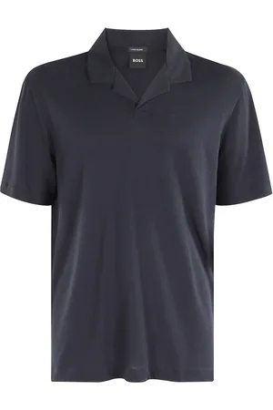 HUGO BOSS Topp, Herr, XL, Bomull, Blå Polo Tröja Kortärmad V-ringning