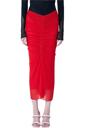 MUGLER Kjol, Dam, S, Bomull, Mesh Ruched Kjol Elastisk Midja