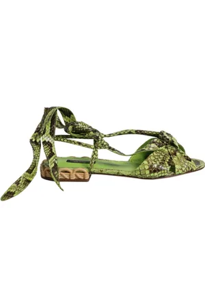 Dolce & Gabbana Skor, Dam, 40 EU, Grön Animal Print Ankel Wrap Sandaler