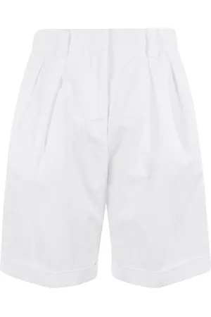 Aspesi Shorts, Dam, XS, Bomull, Vita Bermuda Shorts med Central Stängning
