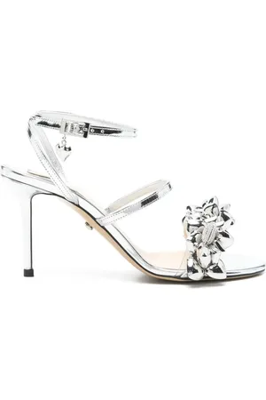 Mach & Mach Skor, Dam, 37 1/2 EU, Läder, Silver Lädersandaler
