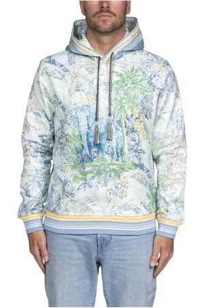 Etro Sweatshirts & Hoodies, Herr, L, Blå Sweatshirt med Blommigt Tryck för Män