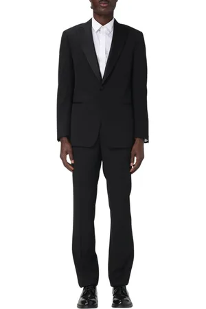 Giorgio Armani Kostym, Herr, XL, Marinblå Enkelknäppt Kostym med Kerf Revers