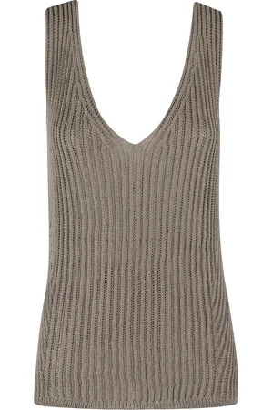 Max Mara Topp, Dam, M, Bomull, Taupe Bomull Linne