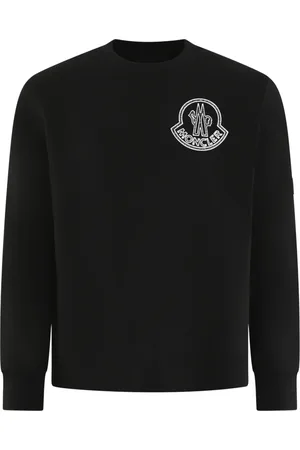 Moncler Sweatshirts & Hoodies, Herr, M, Logo Patch Svart Tröja