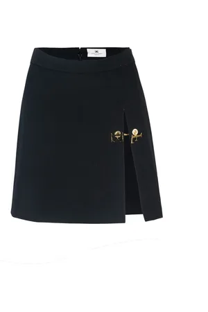 Elisabetta Franchi Kjol, Dam, S, Polyester, Svart Kjol med Guld Metall Detalj