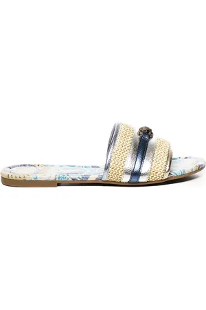 Kurt Geiger Skor, Dam, 36 EU, Canvas Printed Sandaler i Beige/Silver