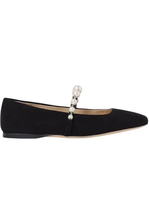Jimmy Choo Skor, Dam, 38 EU, Mocka, Svart Mocka Pärla Flats