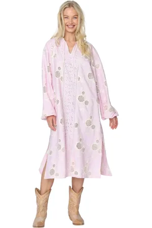 Crās Klänning, Dam, XS, Bomull, Elegant Midi Klänning med Broderi