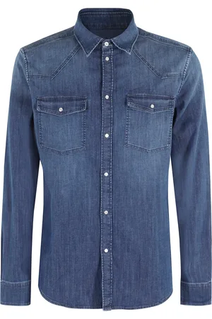 Dondup Skjorta, Herr, 2Xl, Denim, Blå Denim Skjorta Slim Fit