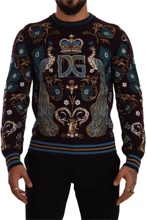 Dolce & Gabbana Sweatshirts & Hoodies, Herr, L, Kashmir, Lyxig Bordeaux Cashmere Crewneck Sweater