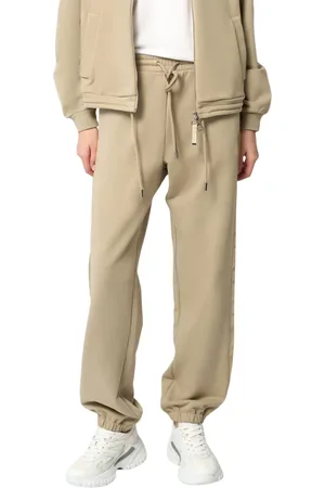 Max Mara Byxor, Dam, L, Bomull, Sportig Stil Satin Accent Byxor