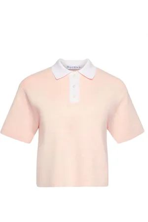 J.W.Anderson Topp, Dam, S, Bomull, Rosa polotröja med knappslå