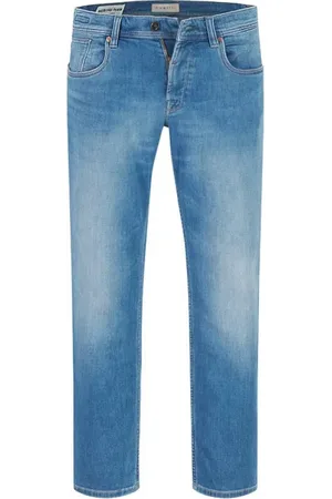 Bugatti Jeans, Herr, W33 L34, Bomull, Blå elastiska herrjeans med slitna effekter