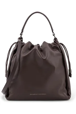Brunello Cucinelli Väska, Dam, ONE Size, Läder, Mörkbrun Läder Axelväska