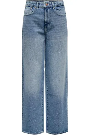 ONLY Jeans, Dam, W29, Bomull, Jeans med vida ben och strass