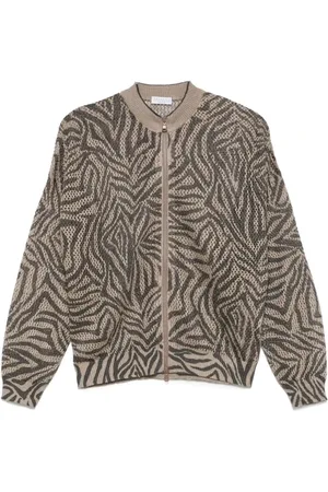 Brunello Cucinelli Stickade tröjor & koftor, Dam, M, Stilren Stickad Cardigan Tröja