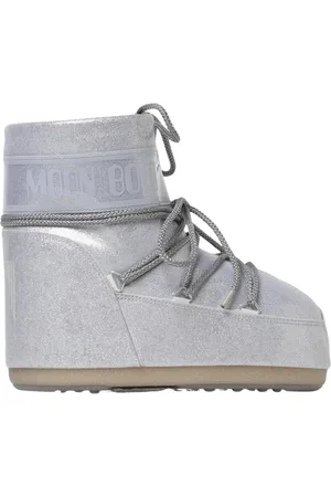 Moon Boot Skor, Dam, 36 EU, Nylon, Silver Glitter Vinter Ankelstövlar