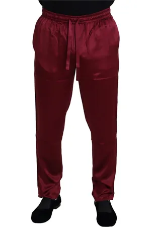 Dolce & Gabbana Byxor, Herr, M, Silk Loungebyxor i Bordeaux