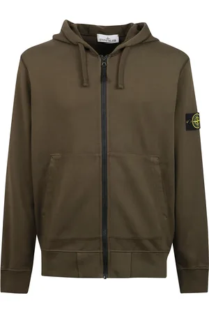 Stone Island Sweatshirts & Hoodies, Herr, S, Bomull, Huvtröja med dragkedja och logotyp