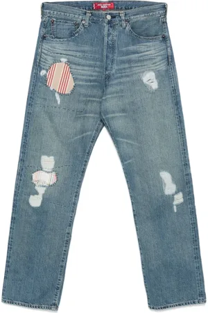 JUNYA WATANABE Jeans, Herr, L, Indigo Blå Klassiska Knappgylf Jeans