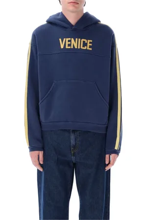 ERL Sweatshirts & Hoodies, Herr, L, Bomull, Blå Stickat Venice Football Hoodie