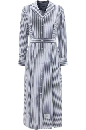 Thom Browne Klänning, Dam, S, Randig Ruffle Chemisier Klänning