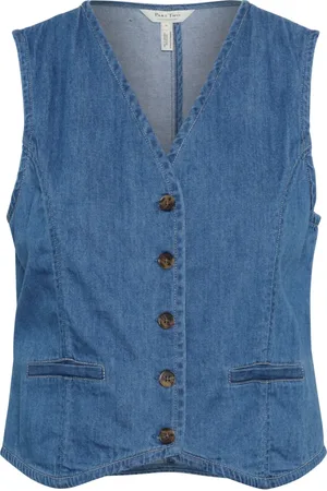 Part Two Topp, Dam, S, Denim, Denimväst med V-ringning och knappar