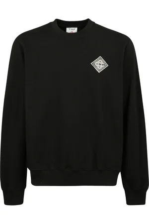 Casablanca Sweatshirts & Hoodies, Herr, XL, Bomull, Svart Sweatshirt med Crewneck Applique