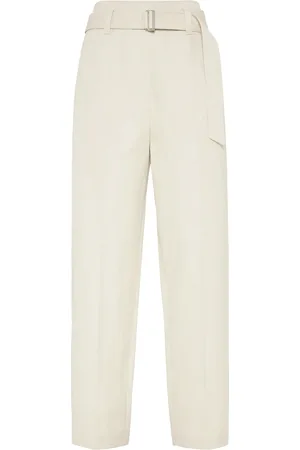 Brunello Cucinelli Byxor, Dam, 2Xs, Byxor med Bälte och Pressveck