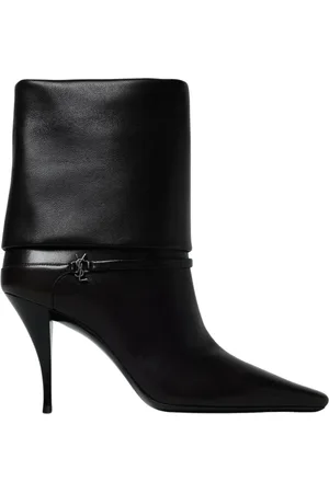 Saint Laurent Skor, Dam, 36 EU, Läder, Platta Mörka Ankelboots för Kvinnor