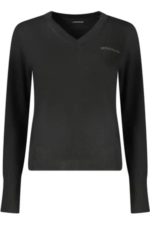 Guess Stickade tröjor & koftor, Dam, M, Polyester, Svart Ull Crewneck Tröja
