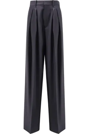 Saint Laurent Byxor, Dam, M, Blå Högmidjade Ullbyxor