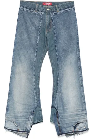 JUNYA WATANABE Jeans, Herr, M, Indigo Blå Jeans med Logo Patch