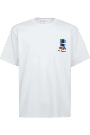 J.W.Anderson Topp, Herr, L, Bomull, Vit Rund Hals Kortärmad T-shirt