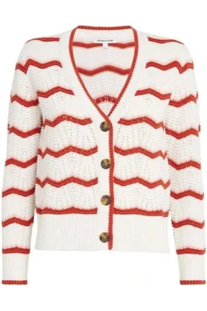 VERONICA BEARD Stickade tröjor & koftor, Dam, S, Bomull, Chevron Stickad Vår Cardigan