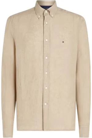 Tommy Hilfiger Skjorta, Herr, 2Xl, Linne, Linne Knappskjorta Sand